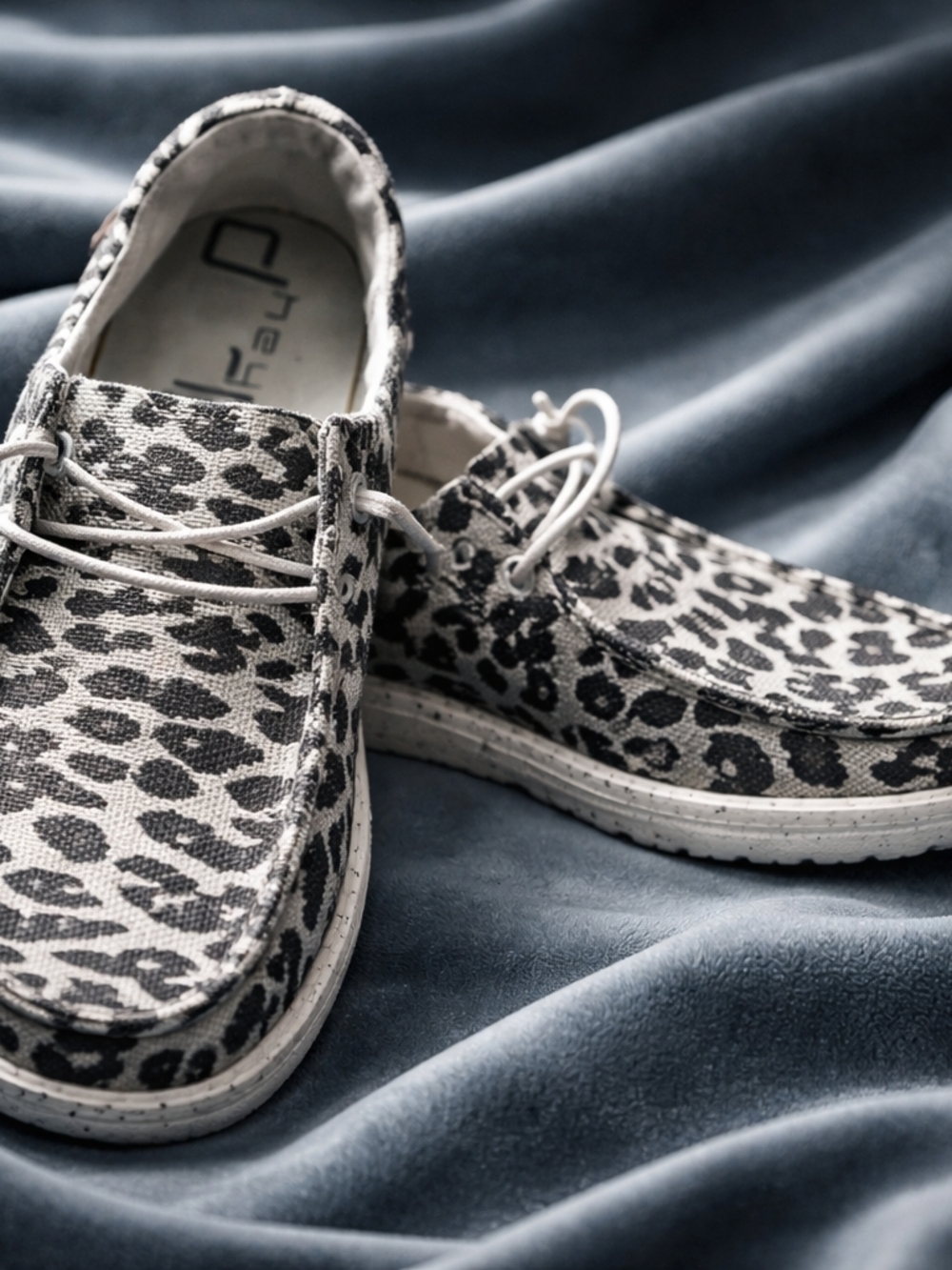 Hey Dude Leopard Print Casual Shoe - Black & White